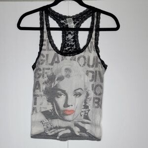 Radio Days Marilyn Monroe Graphic Lace Racerback Tank Top Y2K Size S